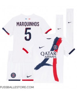 Günstige Paris Saint-Germain Marquinhos #5 Auswärts Trikotsatzt Kinder 2024-25 Kurzarm (+ Kurze Hosen)